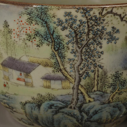 Landscape Lid Jar Tea Jar Antique Antique Porcelain Decoration