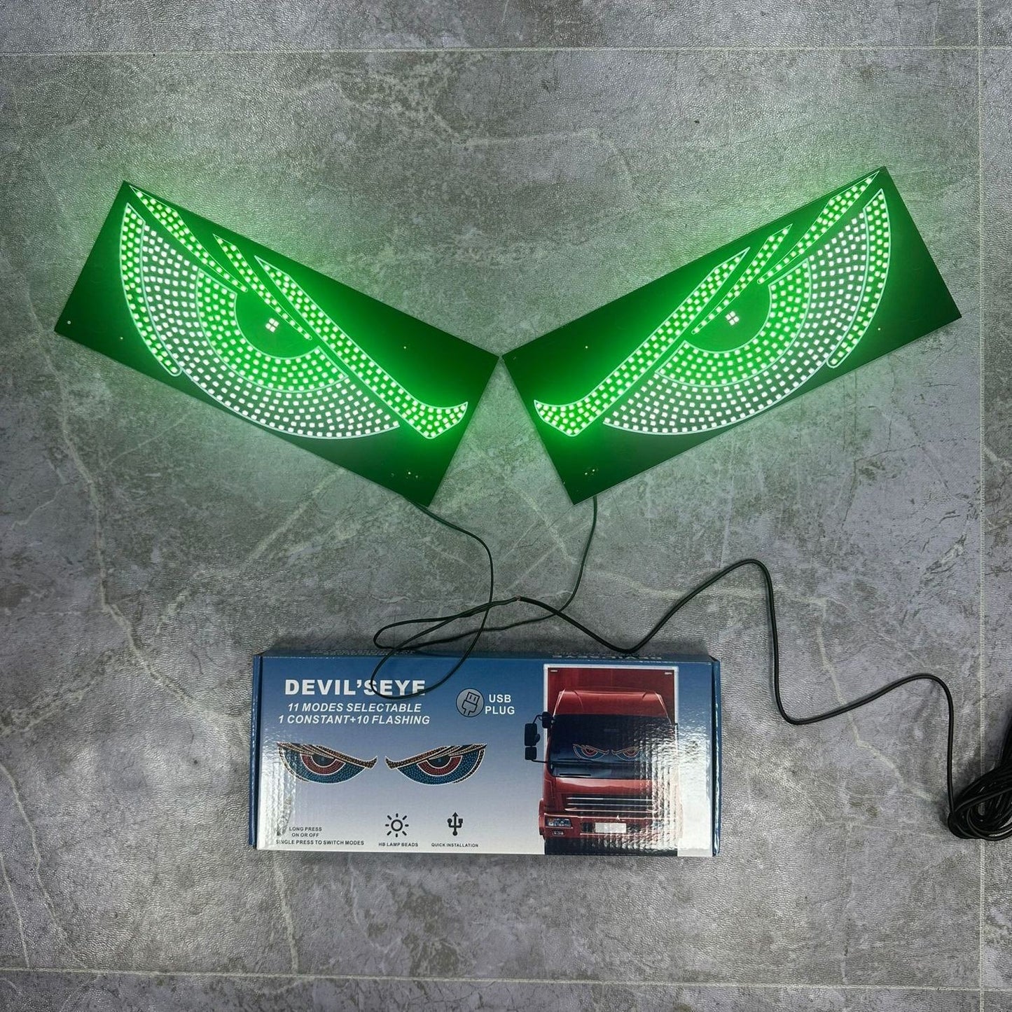 Car usb dynamic devil's eye light sticker car led display decorative light
