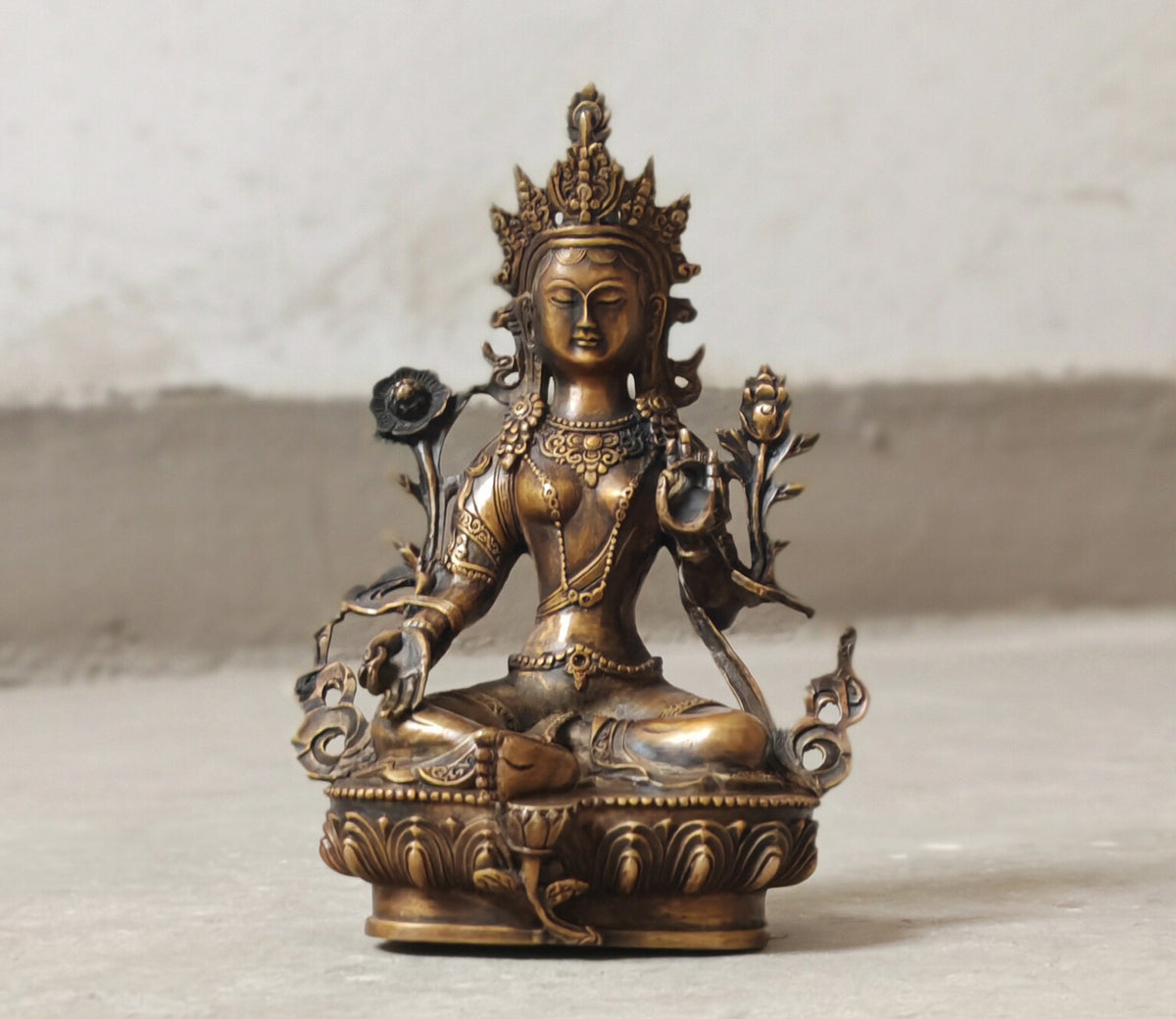green Tara Bodhisattva Buddha Statue blessed treasures Buda Pure copper