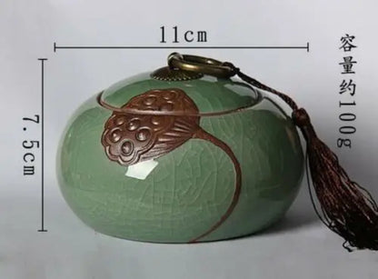 Ice Crack China Tea Caddy Pretty Tea Pot Storage Canister Ceramic Tea Jar Box