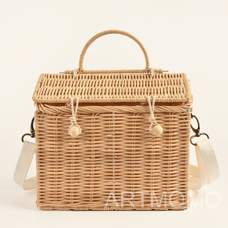 Handmade Handbags Woven Shoulder Crossbody Bag Summer Beach Straw Travel Bag 1PC