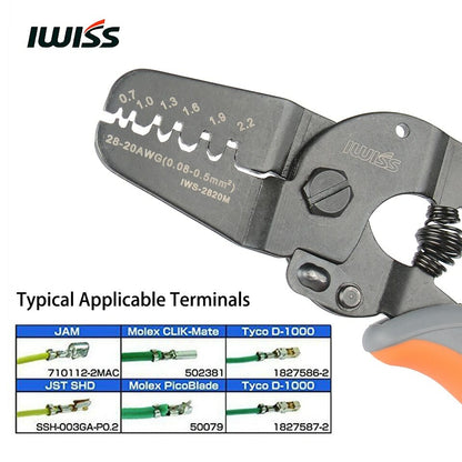 IWISS Micro Open Barrel Crimper Tools IWS-2820 for 28-20AWG + FSA-0626 Stripper
