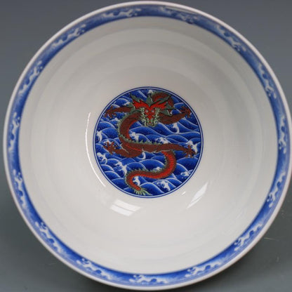 Collect Chinese Qing Famille Rose Porcelain Yellow Ground Dragon Bowl Qianlong