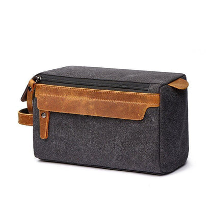 Toiletry Bag Shaving Kit Bag Leather Travel Shaving Bag Canvas Purse 24x12x15 Cm