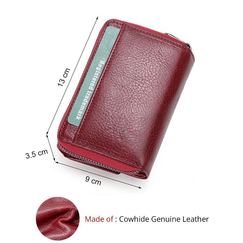 Genuine Leather Fashion Wallets Trifold Design Money Bag Zipper Small Coin Purse