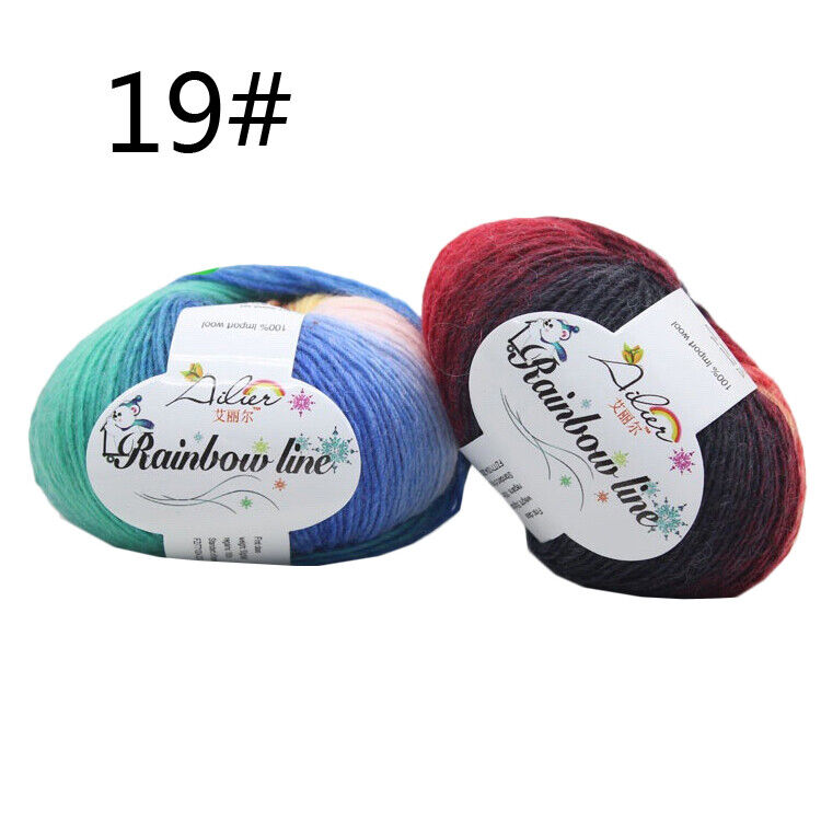 Hot Sale 50g Crochet soft Rainbow Dyeing Wool Yarn Crafts Hand Knitting Yarn