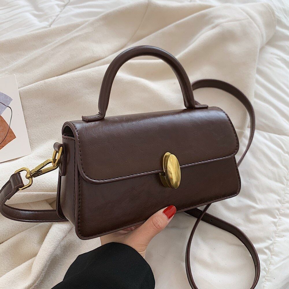 Small Top Handle Crossbody Bags Women Winter PU Leather Handbag Bag