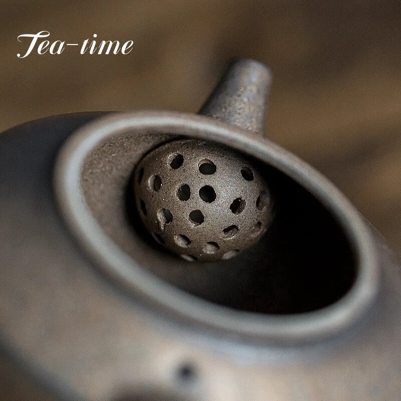 250ml Handmade Thin Tire Ceramic Teapot Iron Glaze Small Clay Pot Tea Maker