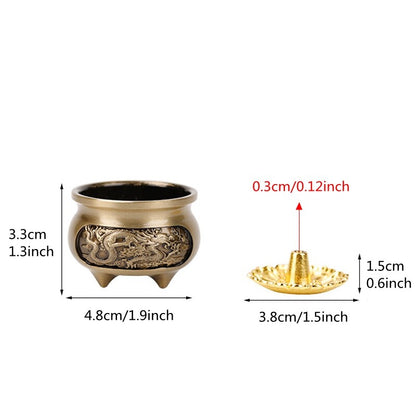 1X Home Mini Incense Burner Dragon Phoenix Pattern Censer Buddhism Room Decor
