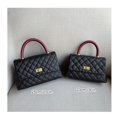 Caviar Effect Quilted Leather Small Flap Purse Chain Shoulder bag Tote Handbag