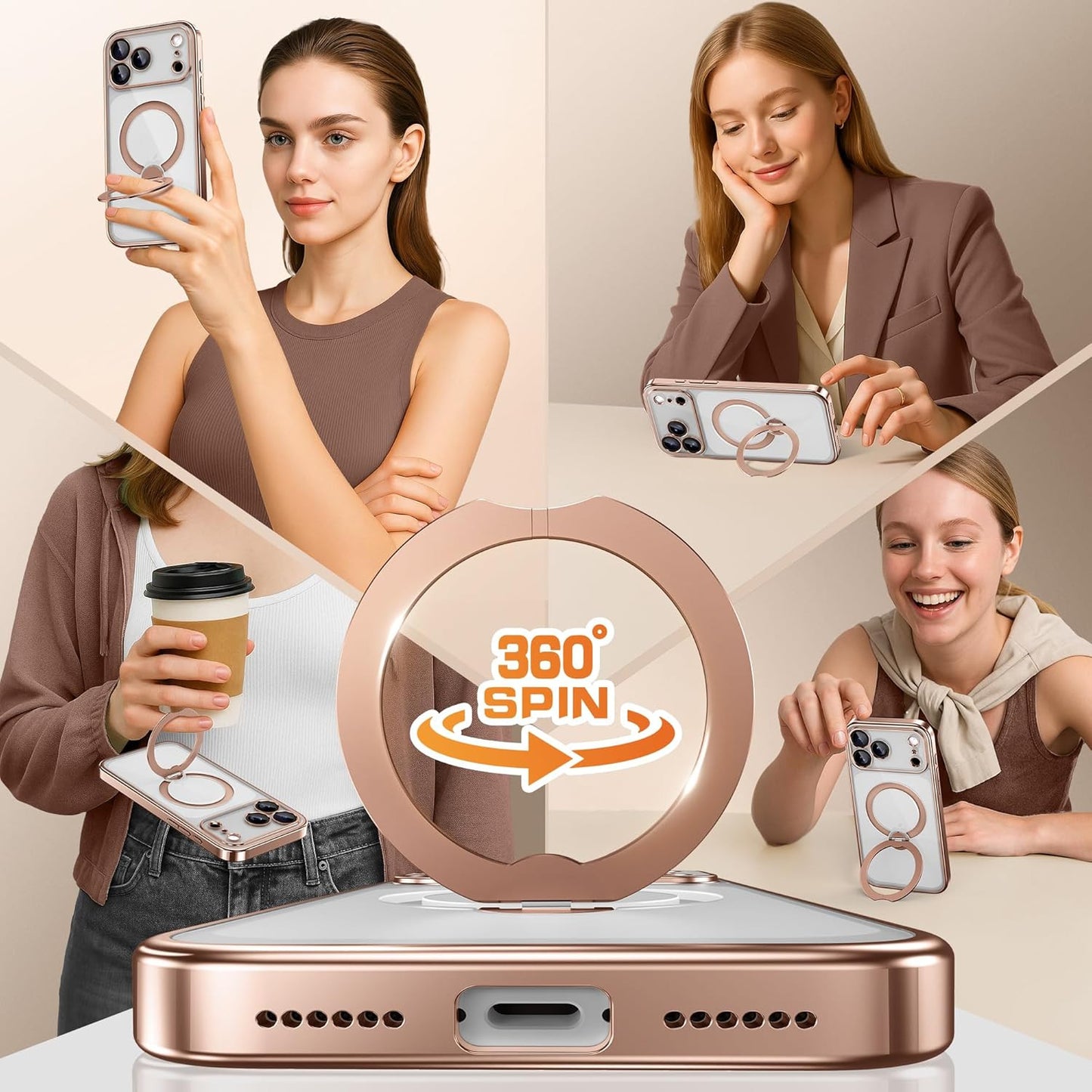 for Iphone 17 Pro Case with 360° Spin Magnetic Stand,[Compatible with Magsafe] [