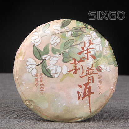 100g Authentic Jasmine Pu'er Tea Ripe Tea Aged Fragrant Premium Small Tea Cake