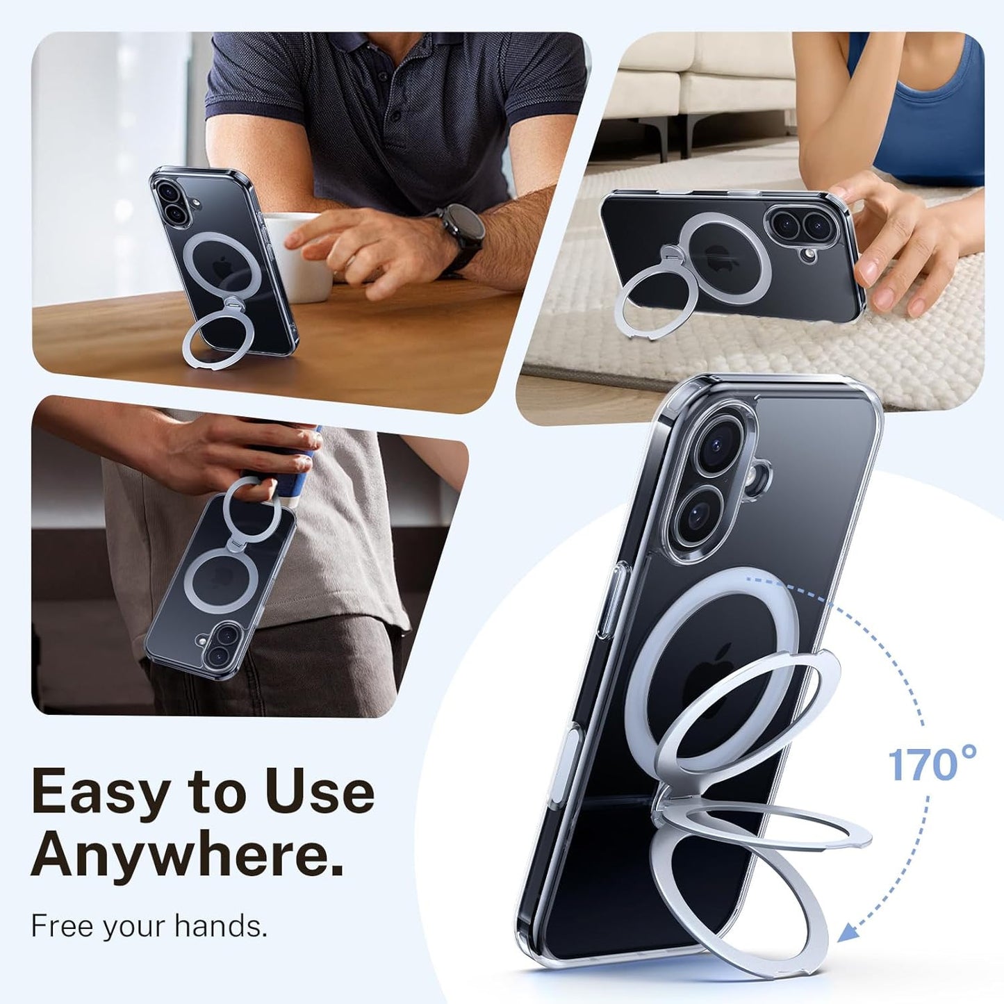 For Iphone 17 Case: with 360° Spin Magnetic Stand, Camera Control Button, Fit fo