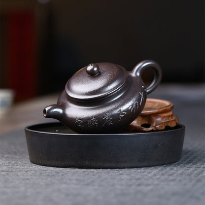 Handmade Tea Pot Chinese Character Carved Master Pot Marked 280ml 9 Infuser Hole