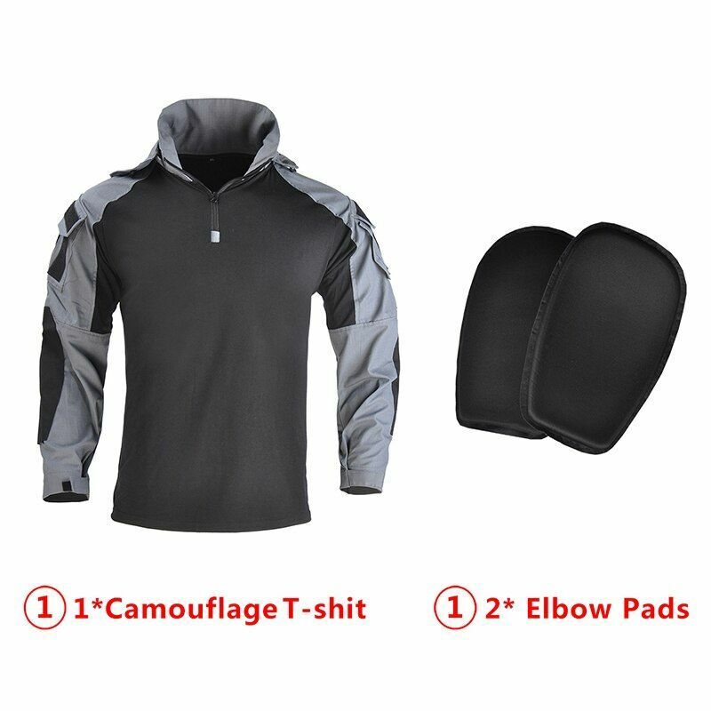 Hooded Shirt/ Pants Pads Tactical Camo Military Shooting Training Sport Hiking L