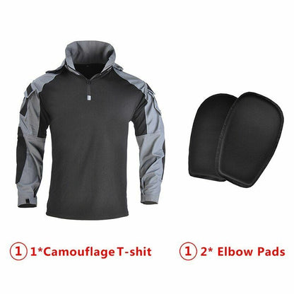 Hooded Shirt/ Pants Pads Tactical Camo Military Shooting Training Sport Hiking L