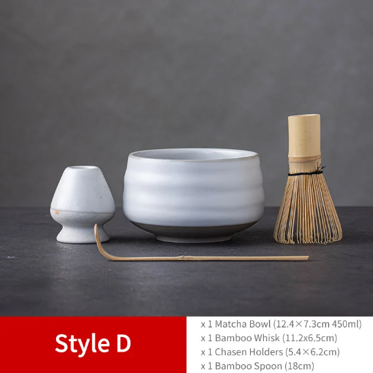 4pcs/set Ceramic Matcha Set Ceramic Whisk Holder Stand And Tea Bowl Set