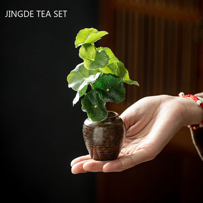 Creative Ceramic Mini Tea Pet Decoration Tea Tray Simulation Flower Small Vase