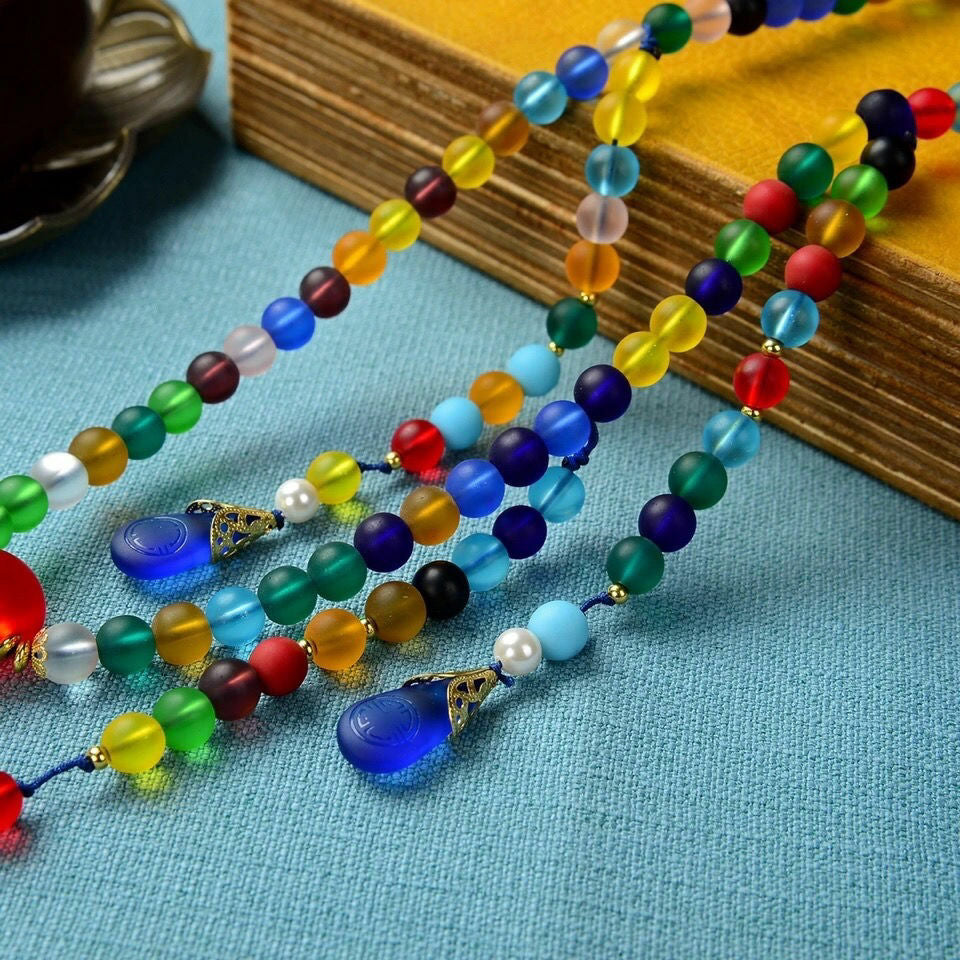 Ethnic Ancient Qing Dynasty Court Beads Liuli Palace Chaozhu Necklace Bracelet