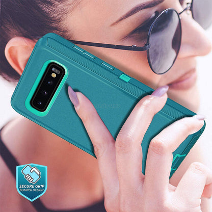 For Samsung Galaxy S10/+/S10e Case, Clip Holster Cover, Tempered Glass Protector