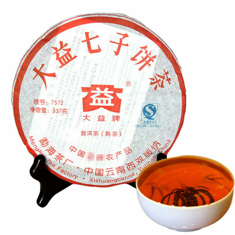 357g Dayi Tea Cake Tea TAETEA Nian 7572 Ripe Puer Puerh Tea Menghai Lose Weight