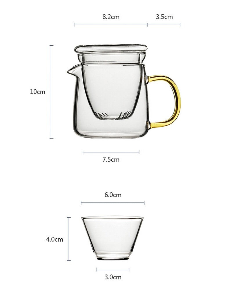 Travel Glass Tea Sets Portable Kung Fu Tea Pot Cup Camping Travel Watering