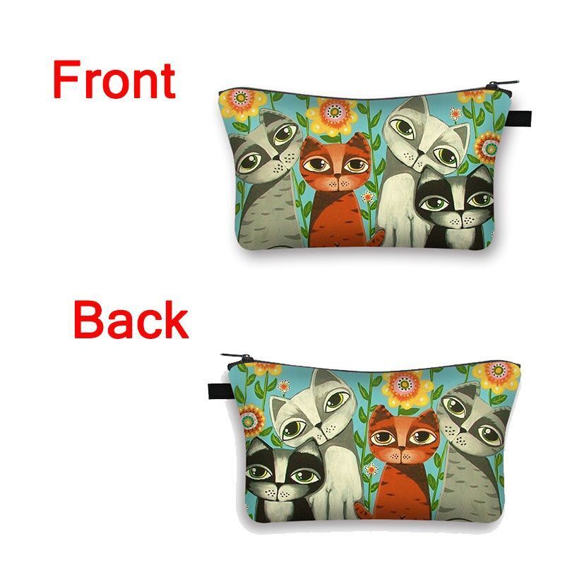 Cute Cat Print Cosmetic Traveling Makeup Bags Cosmetic Storage Purses 5*20*10 CM