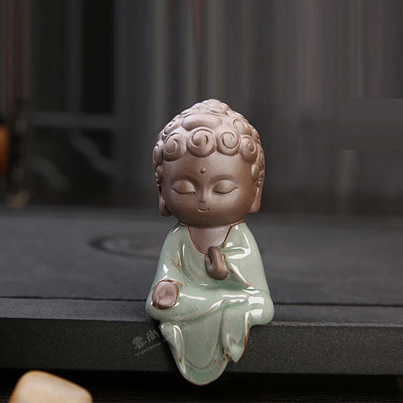 Cute Guanyin Tea Pets Ceramics Buddha Little Monk Boutique Small Home Decor