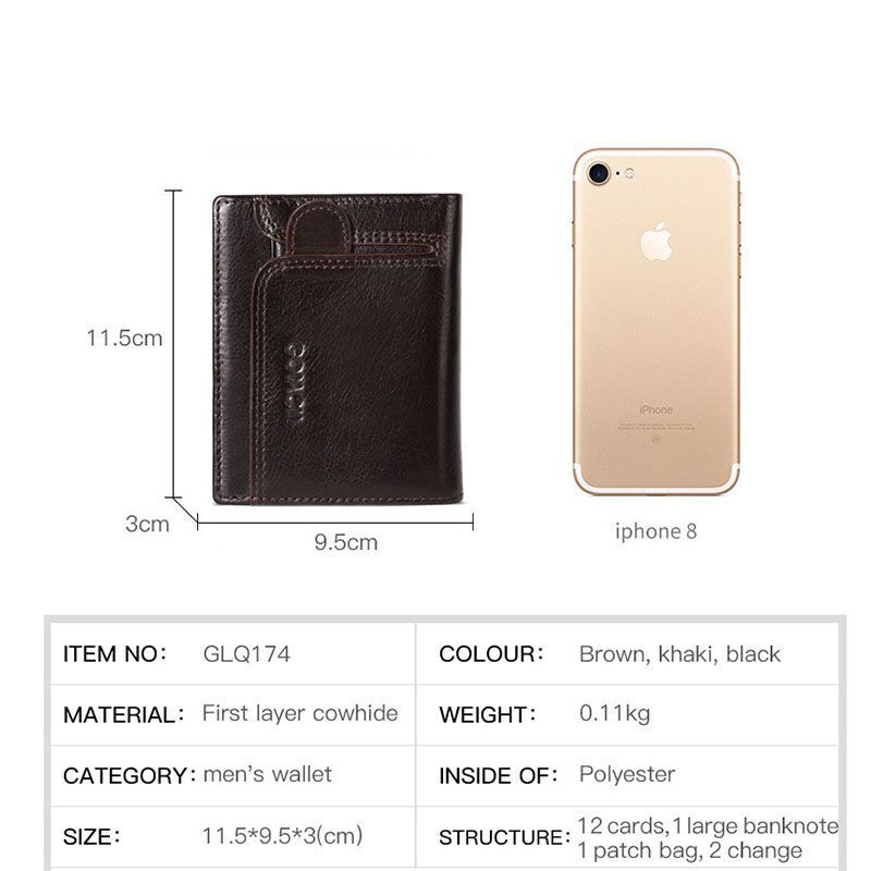 Vintage Genuine Leather Wallet Credit Card Id Holder Zipper Purse RFID Card Bag