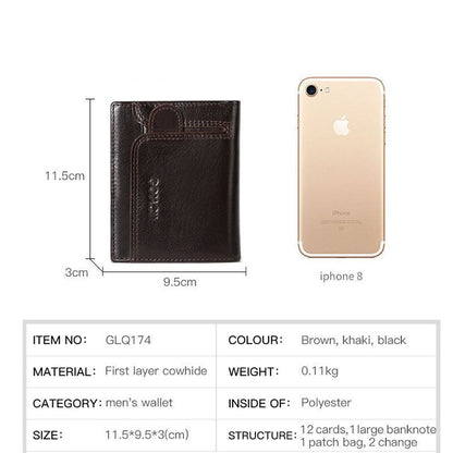 Vintage Genuine Leather Wallet Credit Card Id Holder Zipper Purse RFID Card Bag
