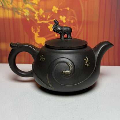 Vintage Chinese Yixing Purple Clay Teapot Zisha Ceramic Elephant Tea Set Collect