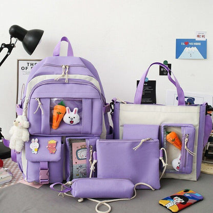 4 Pcs Nylon Backpack Backpacks Teenagers Unisex Waterproof School Laptop Bag 1PC