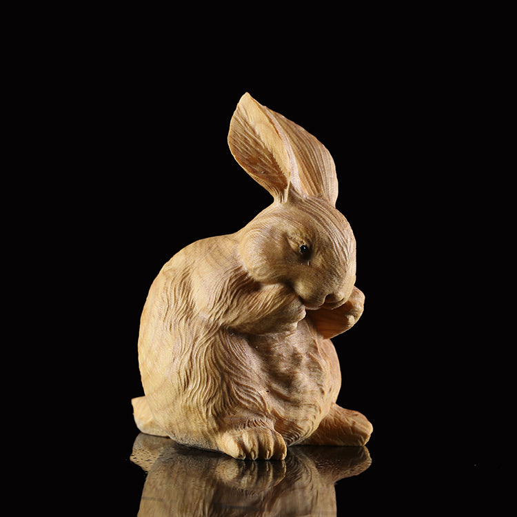 7*4.5*5 CM Carved Boxwood Carving Figurine - Lovely Rabbit