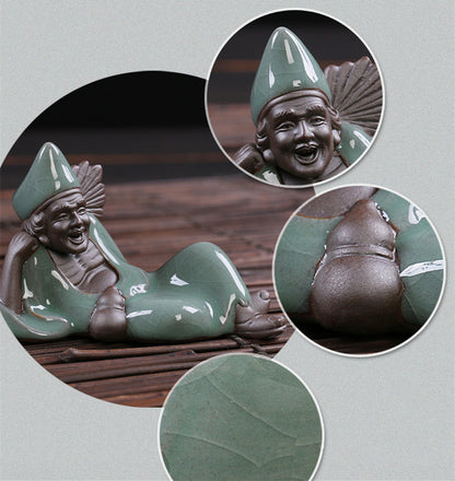 10.5cm Chinese Porcelain JiGong Statue Craft Tea Pet Tea Play Kung Fu Tea Set