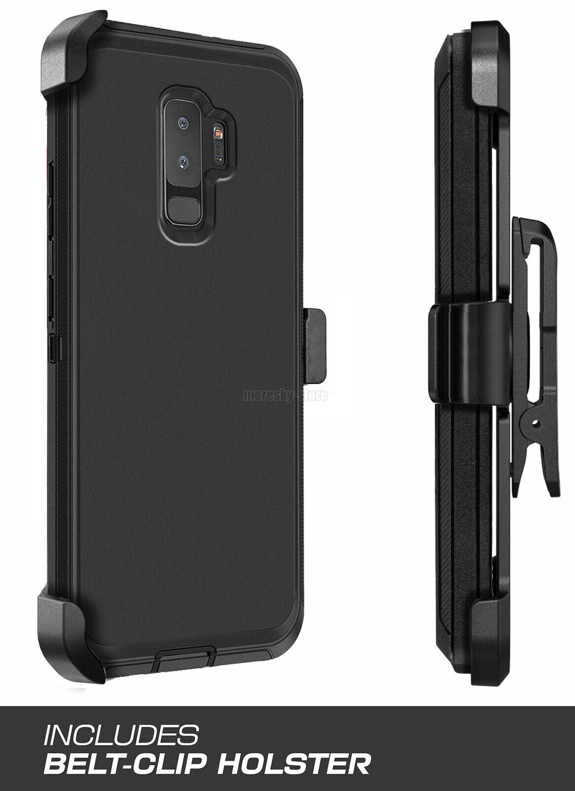 Case Clip Holster Cover,Tempered Glass Protector For Samsung Galaxy S9 / S9 Plus