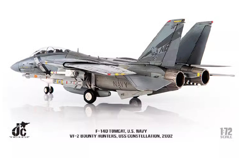 JC Wings 1:72 F-14D TOMCAT,US NAVYVF-2 BOUNTY HUNTERS 2002 Fighter Diecast Model