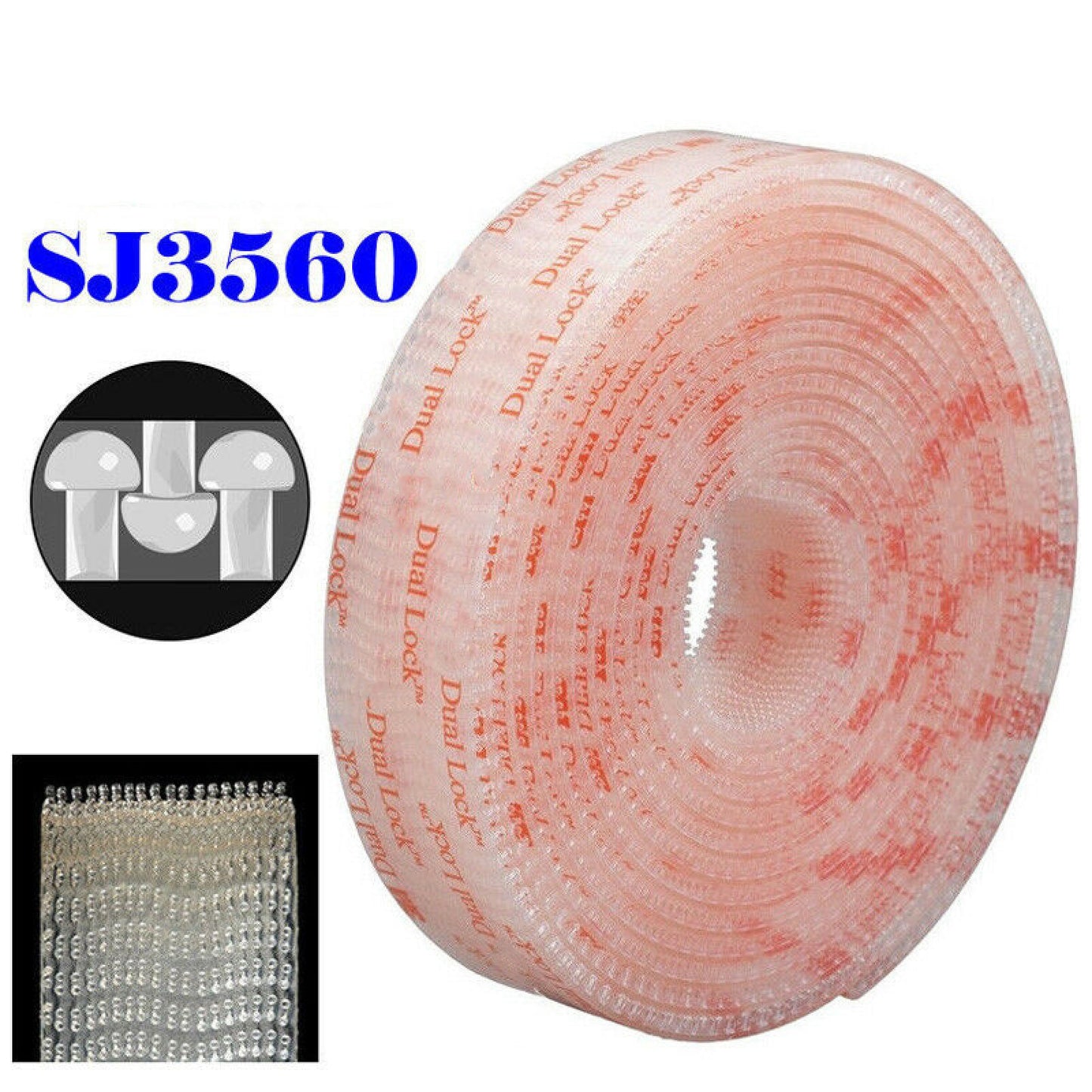 25.4mmx1m SJ3560 Dual Lock Tape Clear VHB Reclosable Fastener Duty Adhesive