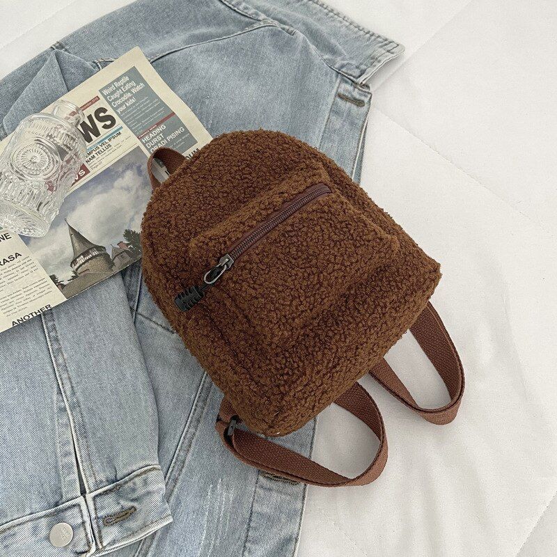 Kids Mini Backpack School Bag Shopping Shoulder Purse 18*21*11CM Polyester Khaki