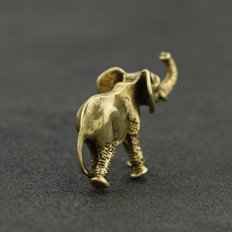 5cm Chinese Antique Copper Elephant Statue Tea Pet Ornaments Desktop Decorate
