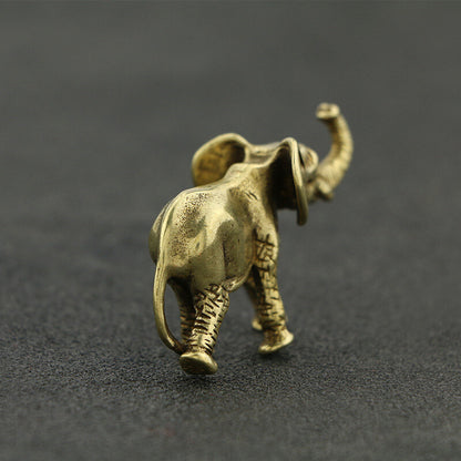 5cm Chinese Antique Copper Elephant Statue Tea Pet Ornaments Desktop Decorate
