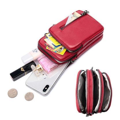 Genuine Leather Mobile Phone Mini Bag Strap Shoulder Crossbody Bag Messenger Bag