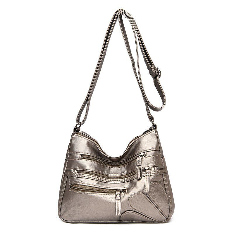 Women's Soft Leather Shoulder Bags Multi-Layer Crossbody Bag Handbag