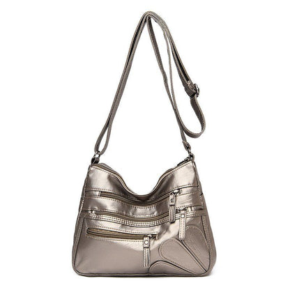 Women's Soft Leather Shoulder Bags Multi-Layer Crossbody Bag Handbag