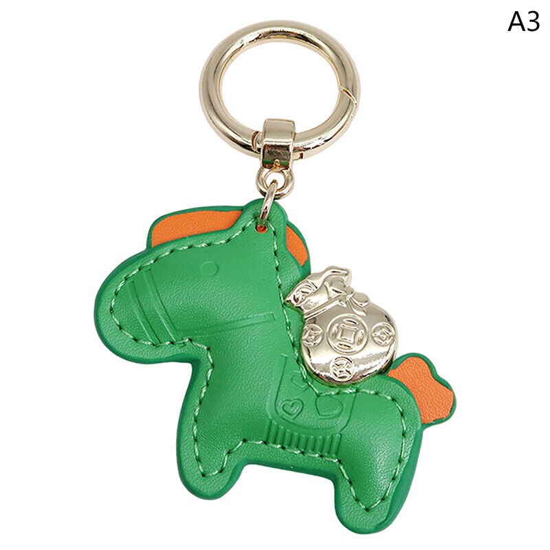 Leather Charms Bag Pendant KeyChain Cartoon Horses Keyring Cute Animal Ornament