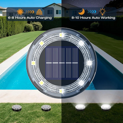 Mini Solar Ground Lights, 2 Pack Solar Lights Outdoor Waterproof, Upgraded LED F