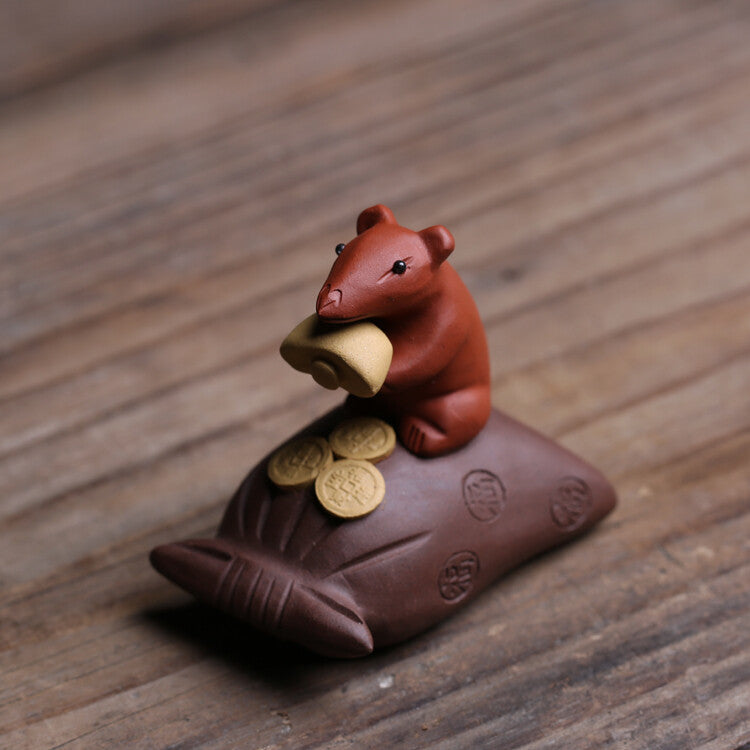 6.5cm Creative Chinese Tea Play Rat Purple Clay Mouse Tea Pet Mascot Tea Set