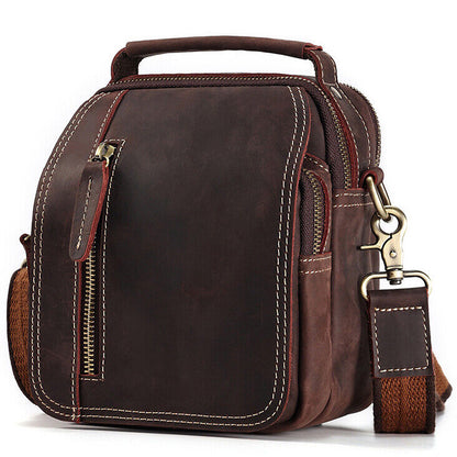 Crazy Horse Leather Men's Shoulder Bag Waist Belt Bag Outdoor Fanny Pack Handbag