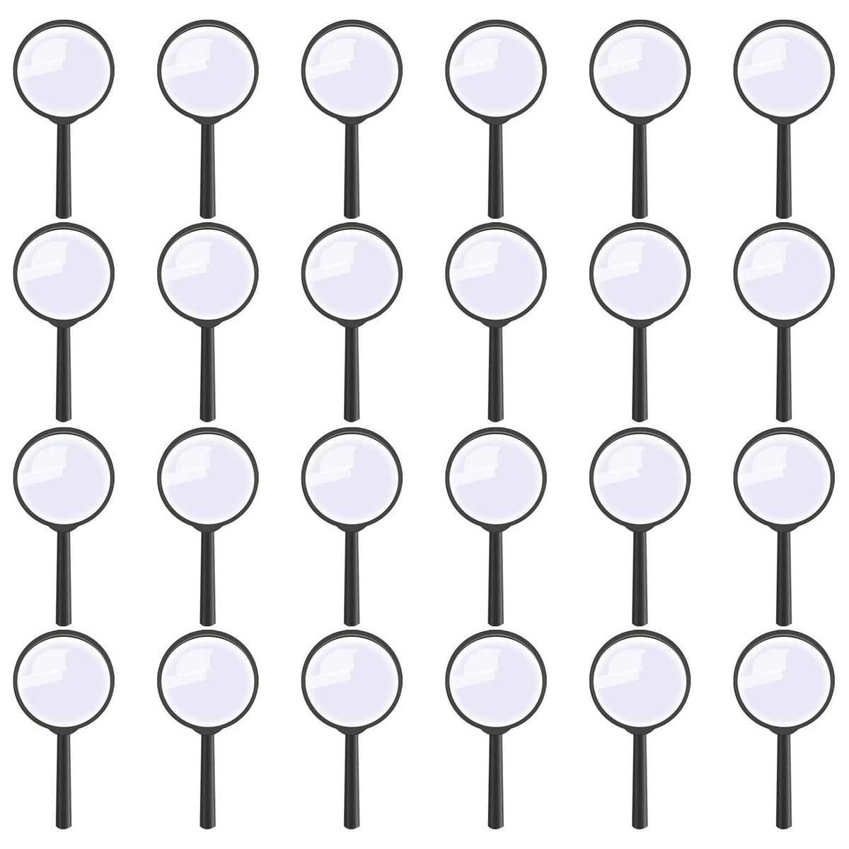 24 Pack Plastic Magnifying Glass with Handle, 5X Magnification, 4" Overall Size