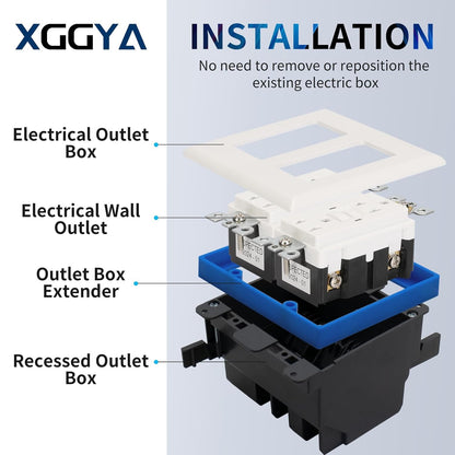 Double Gang Receptacle Outlet Box Extenders 1/2",Include 4Screws (6-32 X 1.25),E