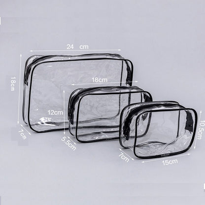 Cosmetic Bags Transparent Zipper Black Makeup Case Organizer Traveling Toiletry